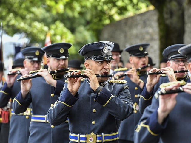 The Saracen Flute Band from Glasgow parade on Derry’s Walls on Saturday morning. Photo: George Sweeney
