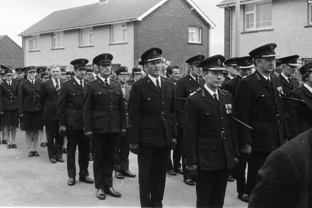 RUC officers pictured at Linda Baggley's funeral in June 1976.