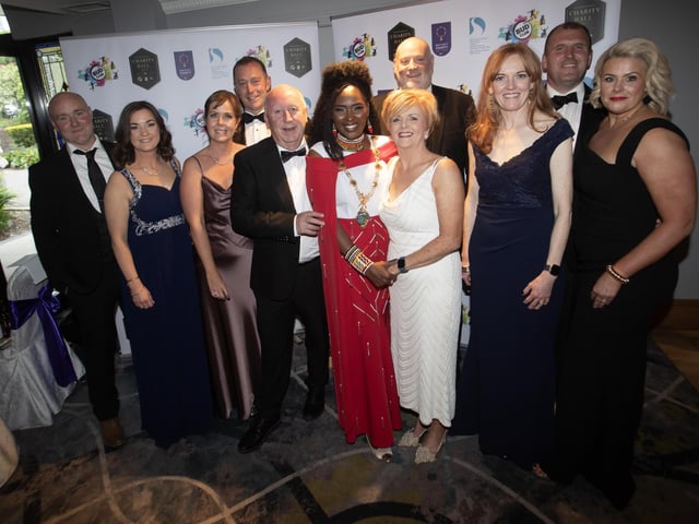 The Mayor pictured with guests at Friday night's Ball in the Everglades Hotel, Derry.