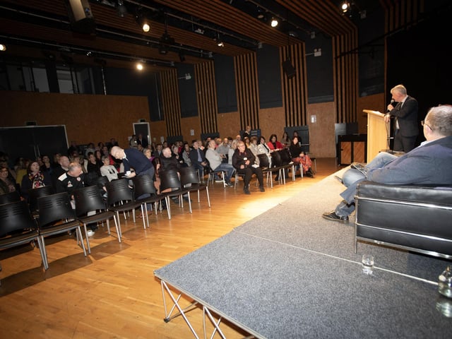 A capacity audience for Thursday night's launch of Feargal Friel's collection of poems entitled 'The In-between' at An Culturlann, Derry.