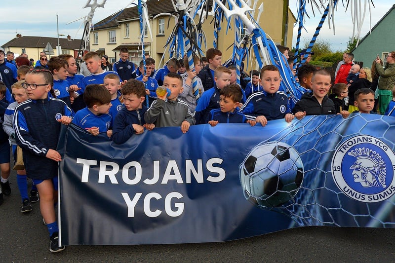 Trojans FC at the Bealtaine Parade in Creggan on Wednesday evening. Photo: George Sweeney. DER2318GS – 72