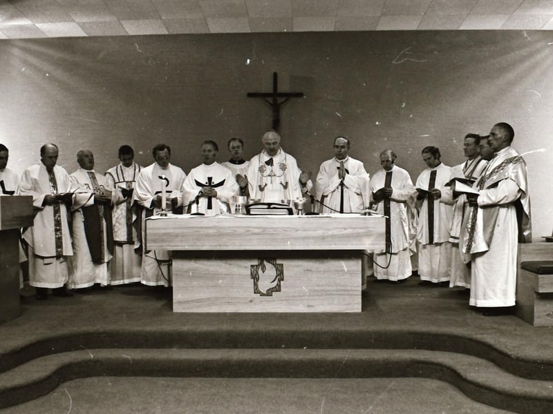 The scene at the Consecration Mass at the dedication of the new Church of St. Joseph, Galliagh.