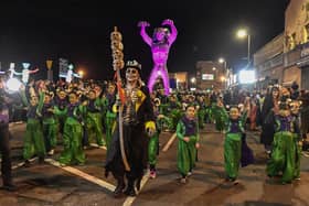 Mayor Ruairí leads the ‘City of the Bones’ Halloween carnival parade back in 2025.  Photo: George Sweeney