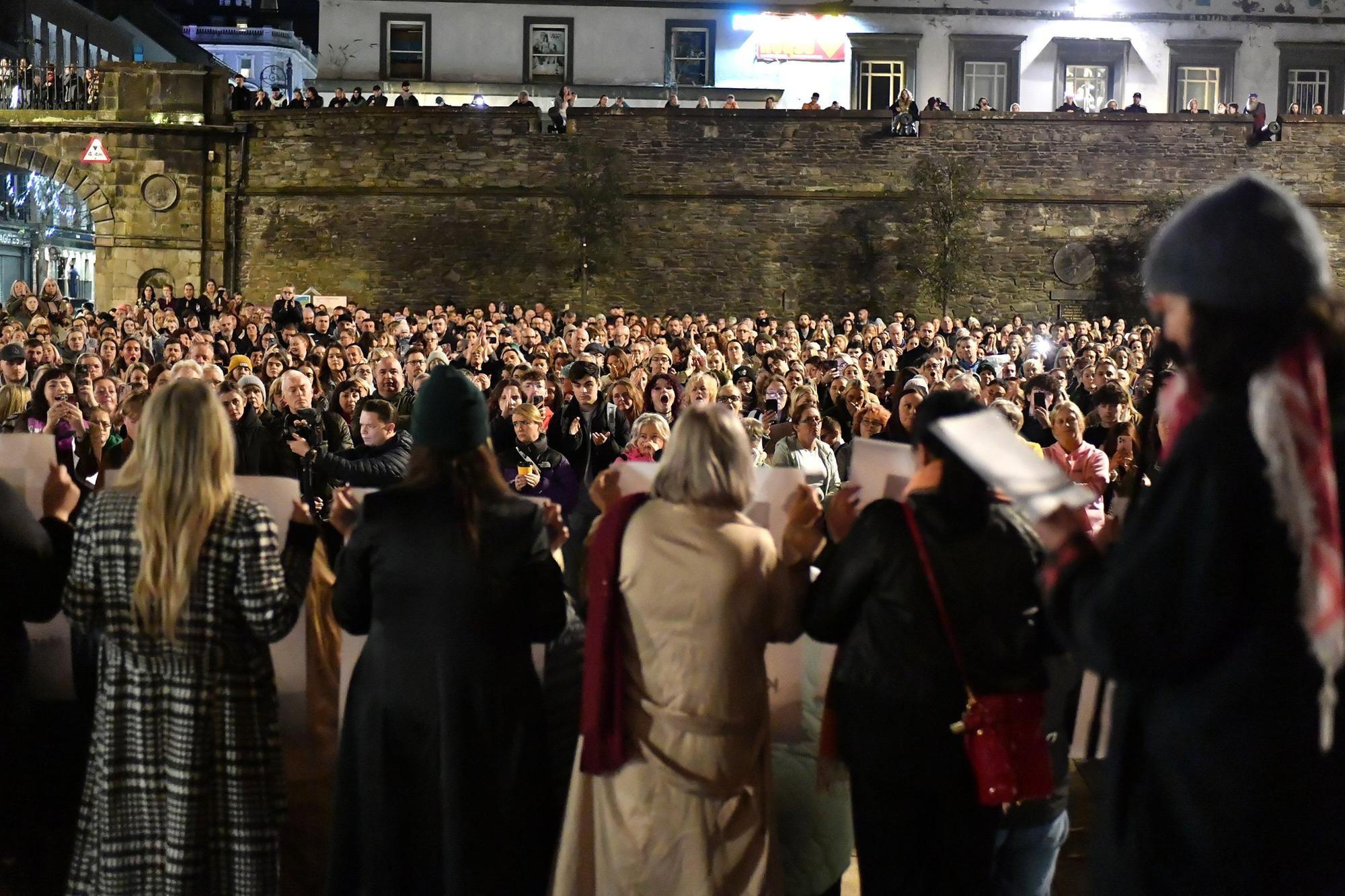 Some of the large attendance at the Rally for Women's Safety held in the Guildhall Square on Friday evening. Photo: George Sweeney