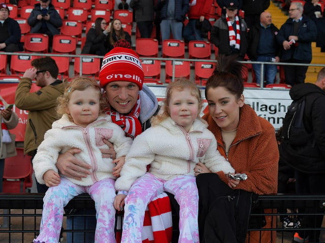 Derry City fans at the Brandywell on Friday evening. Photo: George Sweeney