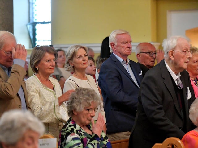 Parishioners attend a Mass to celebrate Father Con McLaughlin’s Golden Jubilee at the Church of the Sacred Heart, Carndonagh, on Saturday evening. Photo: George Sweeney. DER2323GS – 159