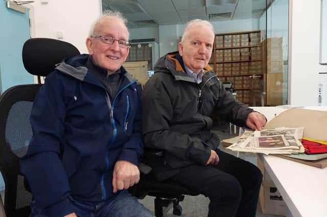 St Eugene's Scouts veterans Martin McDaid (right) and Dessie Taylor pictured in the Derry Journal office.
