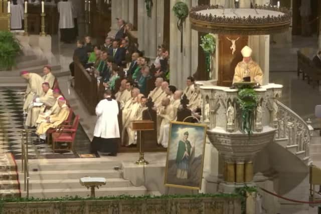 Archbishop Eamon Martin delivering his Homily in St. Patrick's Cathedral in New York.
