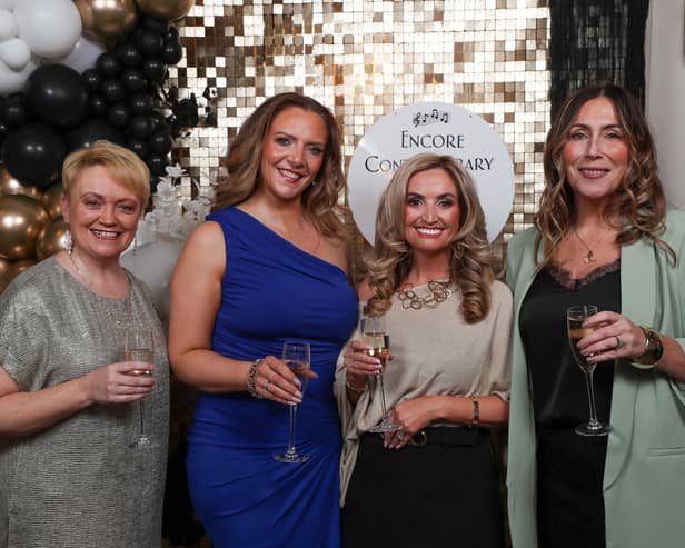 Encore Contemporary Choir 15th Anniversary dinner held in The Ebrington Hotel.Altos Pauline McCloskey, Ann Spiers, Claire O’Hara and Clare MeenanMandatory Credit Lorcan Doherty : Encore 15th Birthday.