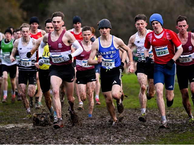 A general view of the senior men's 7500m during the 123.ie National Cross Country Championships at Templemore Sports Complex in Derry. Photo by Ramsey Cardy/Sportsfile