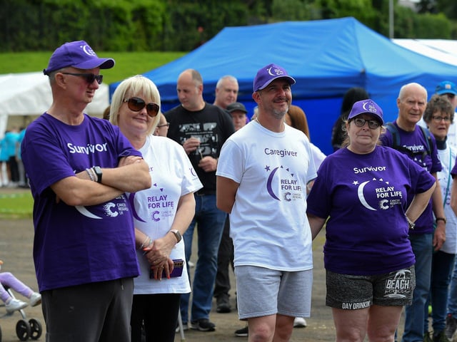 Almost one hundred cancer survivors took part in an inspiring Lap of Honour around St Columb’s running track prior to 40 fund-raising teams beginning the opening laps of the 24 hour Legenderry Relay for Life. Photo: George Sweeney.