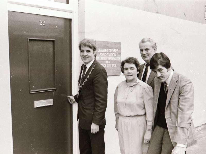 Mayor Tierney opening new disabled drivers' office at Pump Street / London Street.