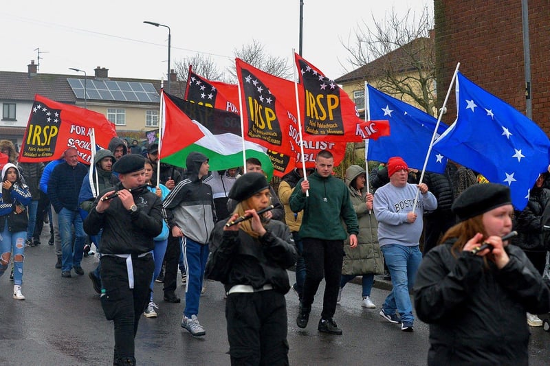 The Irish Republican Socialist Party took part in the Bloody Sunday 51 commemoration march on Sunday afternoon.  Photo: George Sweeney. DER2306GS – 28