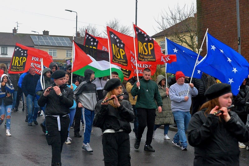 The Irish Republican Socialist Party took part in the Bloody Sunday 51 commemoration march on Sunday afternoon. Photo: George Sweeney. DER2306GS – 28