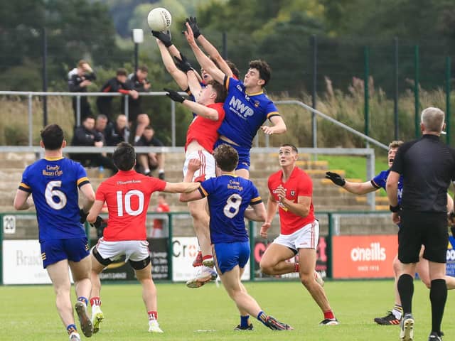 Action from the Derry SFC Round 2A Find Insurance game, Steelstown Brian Og’s v Magherafelt at Owenbeg on Sunday. (Photo - Tom Heaney, nwpresspics)