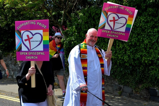 Participants who took part in the second annual Inishowen Pride Parade, held in Buncrana on Sunday afternoon. Photo: George Sweeney. DER2322GS - 26