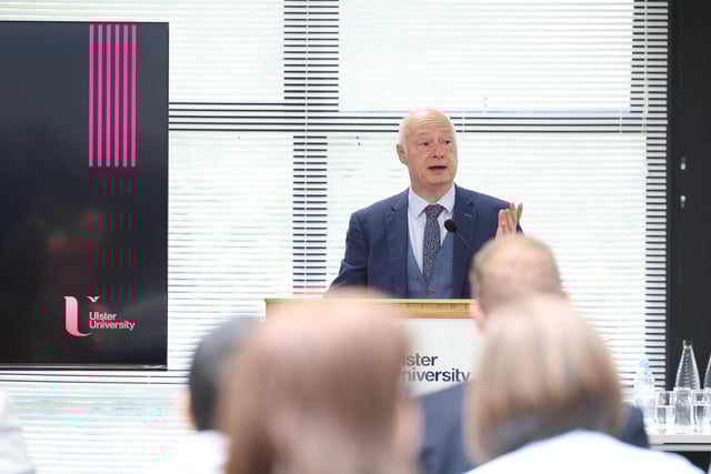 Professor Paul Bartholomew, Vice Chancellor at Ulster University addressing staff and dignitaries at the Official Launch of the New Nursing Competence Test Centre located at Foyle House in Derry.