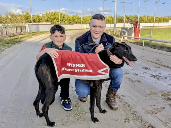 Moyola Eitlean pictured with father and son, George Cregan and George Jnr.