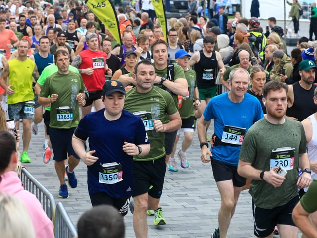 Runners taking part in the Waterside Half Marathon in Ebrington Square, on Sunday morning. (Photo - Tom Heaney, nwpresspics)