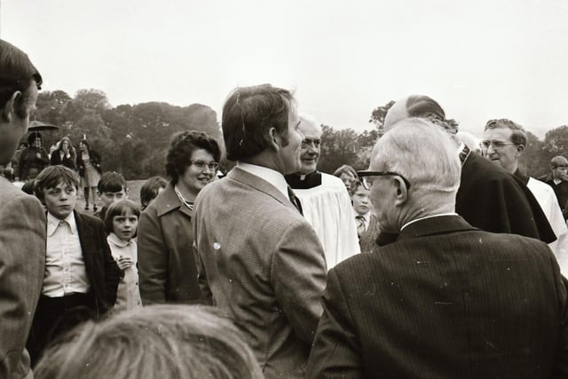The official opening of St Aengus NS Bridgend in 1975.