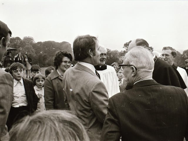 The official opening of St Aengus NS Bridgend in 1975.