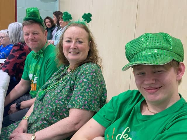 Participants at the cross-community St Patrick's Day evening of song and dance in Eglinton.