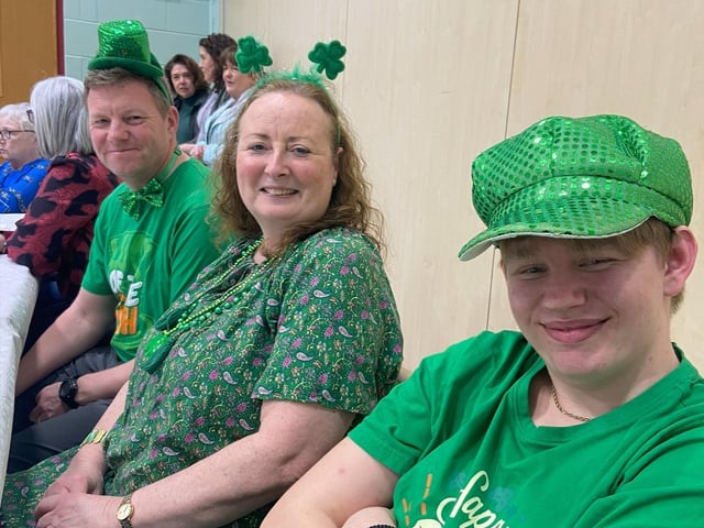Participants at the cross-community St Patrick's Day evening of song and dance in Eglinton.