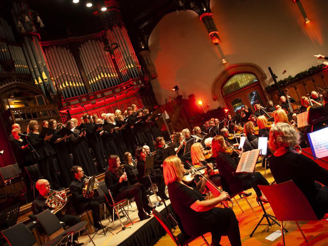 The Irish Doctors Choir accompanied by the Orchestra North-West who performed at the Guildhall on Sunday afternoon.