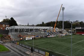 Work continues on the construction of the new North Stand at the Ryan McBride Brandywell  Stadium.  Photograph: George Sweeney