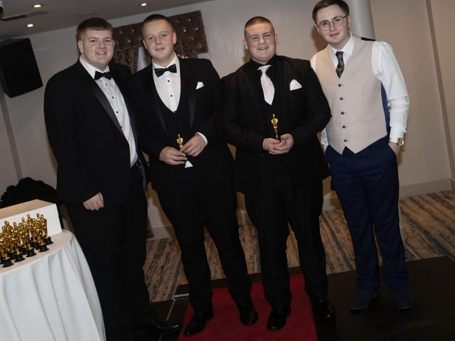 Michael McGavigan, Caoidain Morrison, Rory Duffy and Evan Curran pictured at Friday's formal. : .