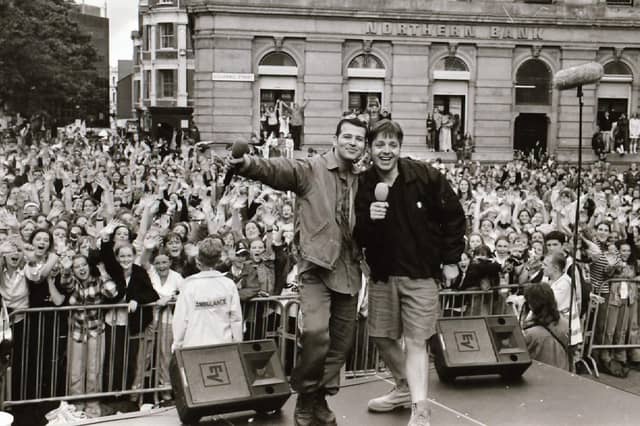 D:Ream frontman and Derry native Peter Cunnah returns to a hero's welcome at the BBC Radio One Roadshow at a packed Guildhall Square.