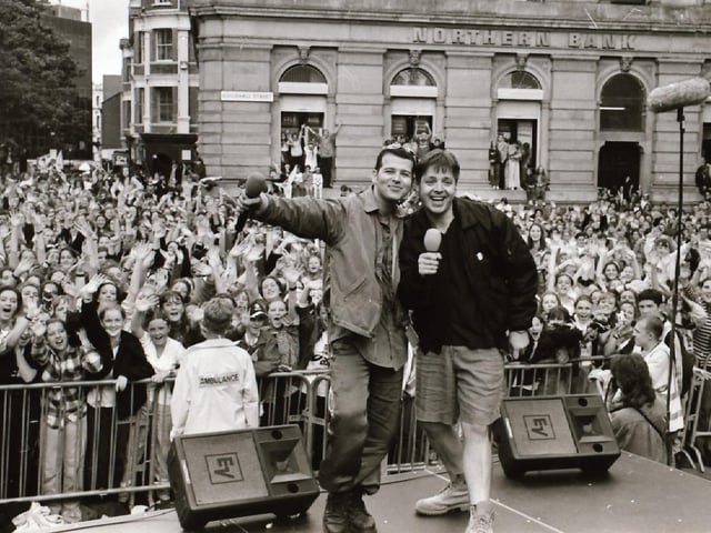 D:Ream frontman and Derry native Peter Cunnah returns to a hero's welcome at the BBC Radio One Roadshow at a packed Guildhall Square.