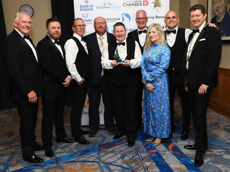 The team at North West Pest Control, winners of Small Business of The Year pictured with sponsor Peter McVerry, Station Manager at U105. Tom Heaney NW Presspics