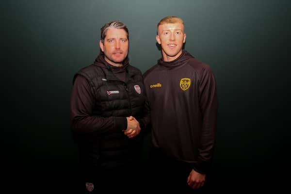 Derry City manager Ruaidhrí Higgins  announces the signing of Sam Todd from UCD. Photo by Kevin Moore (MCI Photo)