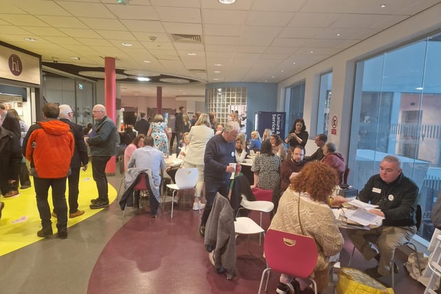 People gathered in Foyle Arena as candidates await the results.