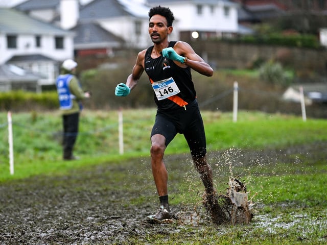 Efrem Gidey of Clonliffe Harriers AC, Dublin, competes in the senior men's 7500m during the 123.ie National Cross Country Championships at Templemore Sports Complex in Derry. Photo by Ramsey Cardy/Sportsfile