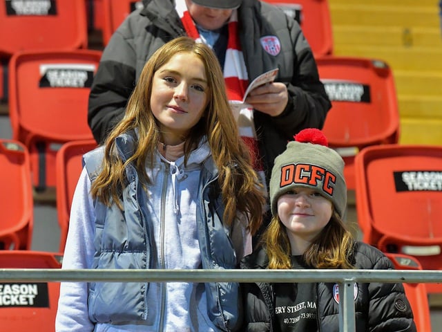 Derry City supporters at the Brandywell on Friday evening. Photograph: George Sweeney.