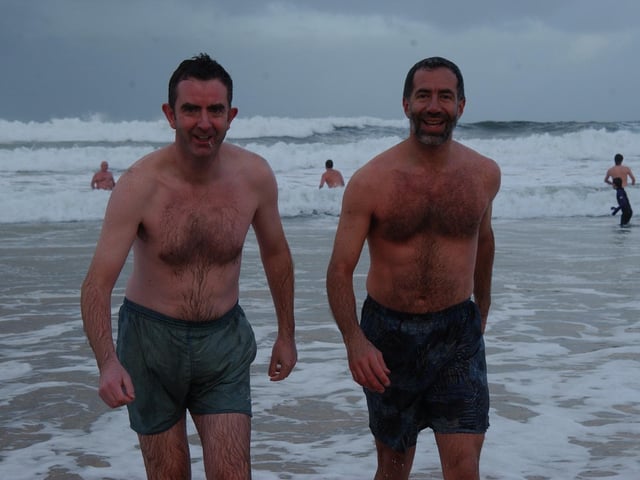 Braving the elements at the Culdaff New Year's Day Swim in 2004.
