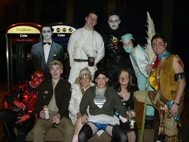 Some young boys out for a witch hunt (or nurse or werewolf).  (0311JB56):20 YEARS ON: Halloween celebrations in Derry in 2003