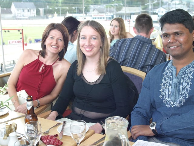 People enjoying a day out at the greyhound races in Lifford, County Donegal 20 years ago back in June 2004.