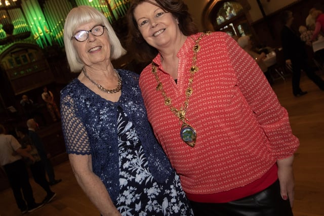 Bridie Doherty gets a photo taken with the Mayor on Wednesday at the Guildhall.
