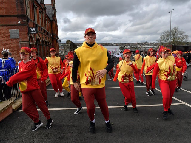 Getting some last minute practice ahead of Derry’s St Patrick’s Day parade on Friday afternoon. Photo: George Sweeney. DER2311GS – 47