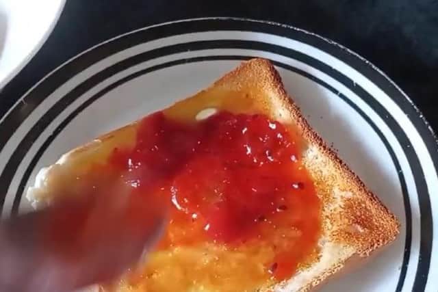 Gooseberry and strawberry jam.