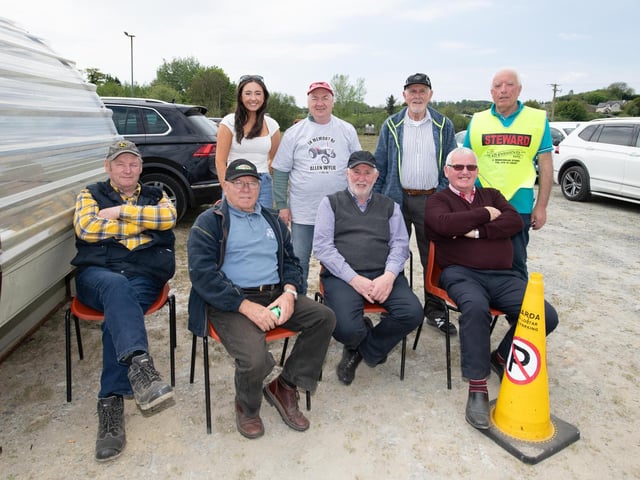 At the Allen Wylie Memorial Tractor Run from Letterkenny to Newtoncunningham on Saturday last  held to raise funds for the Good & New Cancer Bus are seated Harry McElhinney, Harry McPetrie, Colm Dillion and Euan Kelly. Back from left Alanna Patterson, Sydney Stevenson, JOey McDaid and Michael Crampsie.    Photo Clive Wasson
