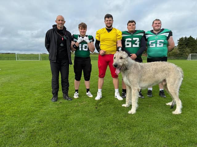 Northwest Vipers Senior Kitted Head Coach Paul O’Donnell with players (from left) Peter Danowski, Mike Naulty, Louis Spratt and Dylan Coyle who will all be presenting Ireland this weekend.