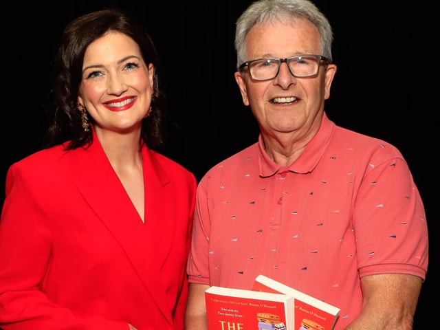 Jeananne Craig, author with Charlie McMonagle at the launch of her first novel, published by Hachette Books Ireland, “The Life Swap”. (Photo - Tom Heaney, nwpresspics)