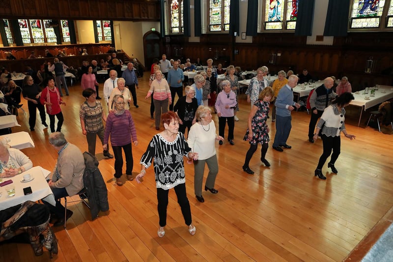 Guests at the Mayor's Tea Dance take to the floor for a spot of line-dancing. (Photo - Tom Heaney, nwpresspics)
