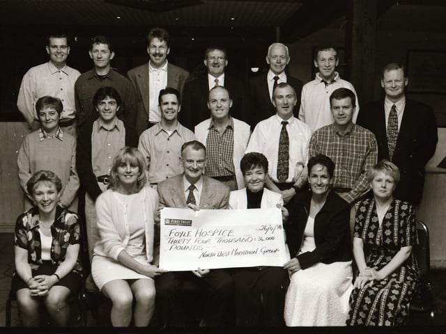 Foyle Hospice Boston marathon cheque.