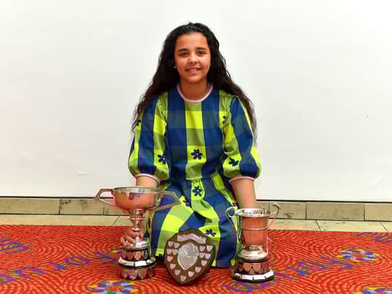 Liahah Keogh was awarded first place in Under 12 Junior Any Song, Set Ensemble and Poem at the Feis Dhoire Cholmcille on Tuesday at the Millennium Forum. Photo: George Sweeney. DER2315GS – 166
