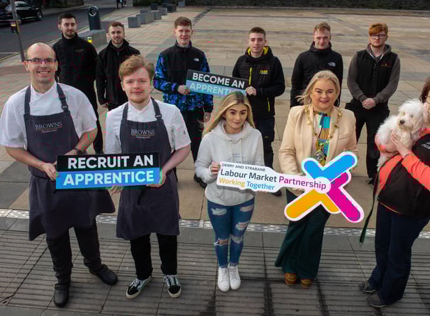 Local businesses and students came together this week with the Mayor of Derry and Strabane, Councillor Sandra Duffy, for the launch of a new campaign aimed at encouraging both job seekers and employers to consider the wide ranging benefits of apprenticeships.
